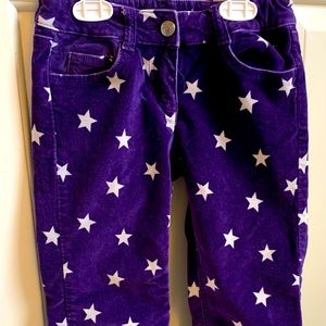 Purple velvet star pants 7Y Mini Boden